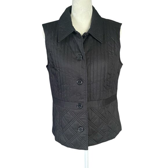 Orvis small 6/8 women's black sleeveless button down collared vest fall winter - Picture 1 of 8